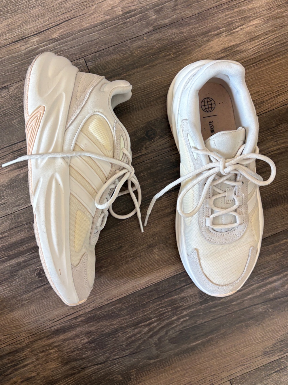 Adidas Women's Cream/White Lace-Up Sneakers